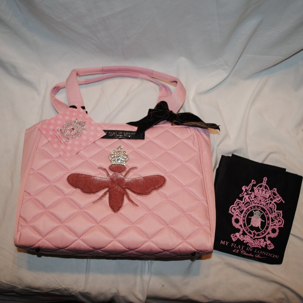 NWT MY FLAT PINK NYLON QUILTED HANDBAG